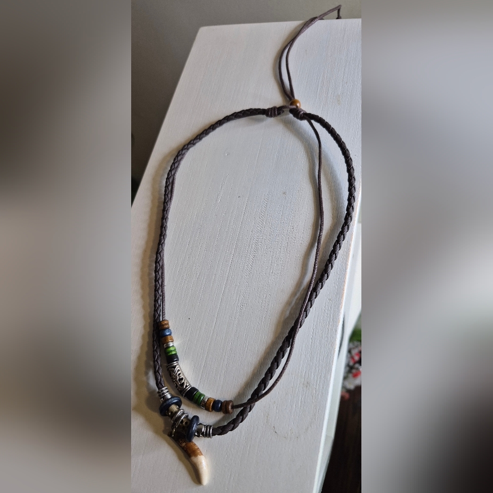 Bohemian Beaded Necklaces with Tooth Pendant and Anchor Pendant - Picture 7 of 8